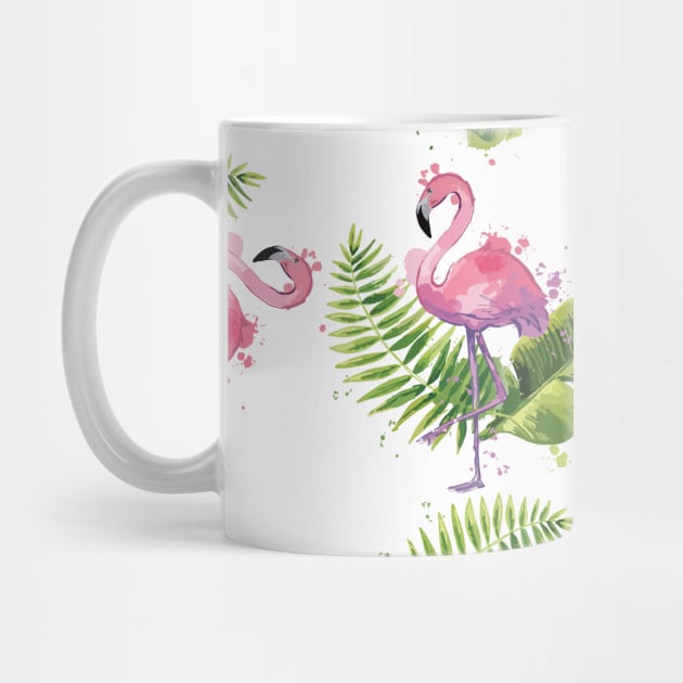 Colorful Pink Flamingos Pattern by CoastalDesignStudios